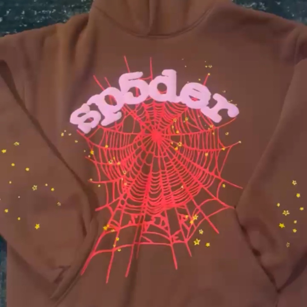 Brown Sp5der hoodie size Large